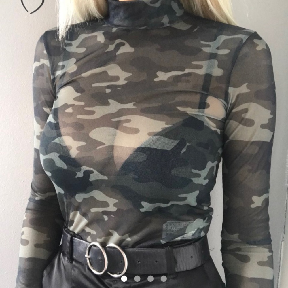 Bershka camo shear long sleeve turtle neck